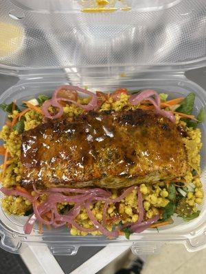 Honey Ginger Salmon Salad w/ Turmeric Couscous.