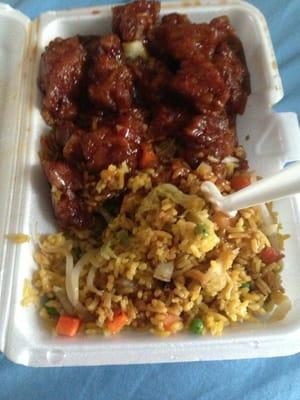 General tso chicken with vegetable fried rice!