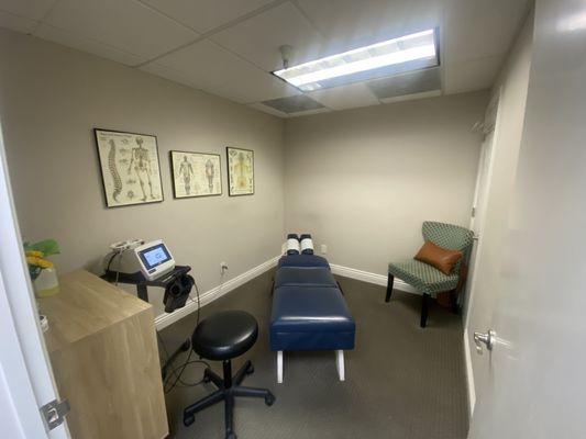 We have two treatment rooms for Deep Tissue Laser, NMR (Neuromuscular Reeducation or deep tissue specific muscle therapy) and Chiropractic.