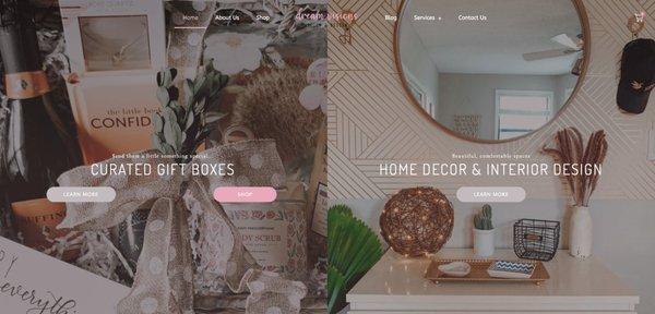 Interior Design/Curated Gift Box website made for a small local business