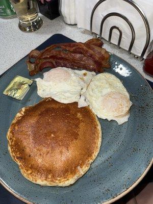 Plain Pancake with 2 Eggs and bacon