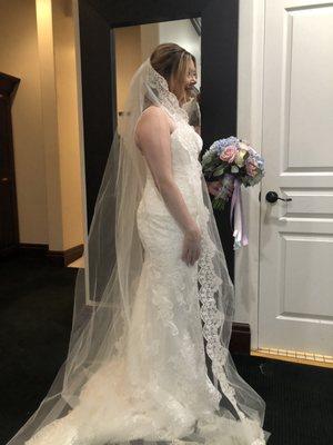 So happy that I was able to wear my "something borrowed" for my wedding! Sister's Cathedral veil