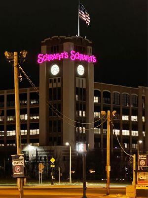 The Schrafft's Building which once housed the Famous Candy Factory once again lights up the night skies of Boston