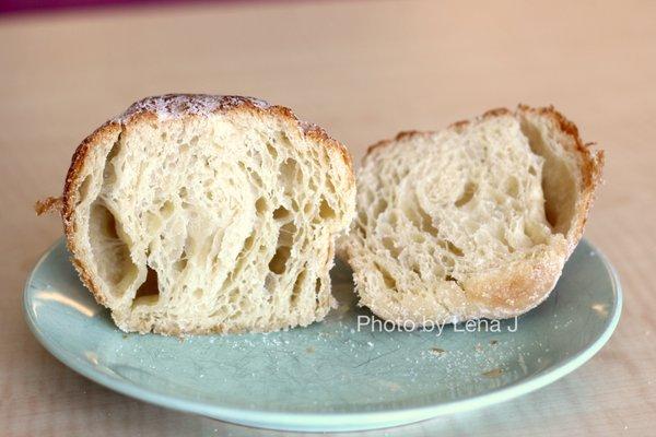 Inside of Morning Bun - it's ok. Texture is dense and bready.