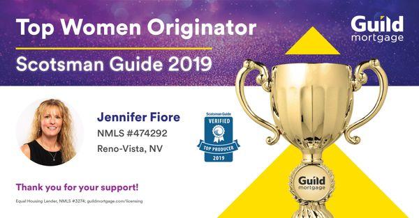 Jennifer was recently recognized as a Top Women Originator in 2019 by Scotsman Guide.