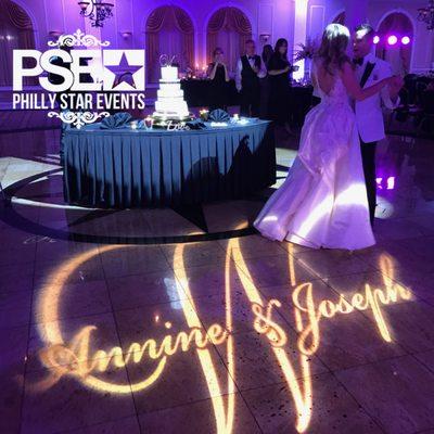 Philly Star Events: Custom Designed Monograms (Custom Monogram). Exciting Event Lighting Designs.