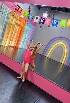 The Rainbow/Pink Room. Great space for hosting birthday parties!