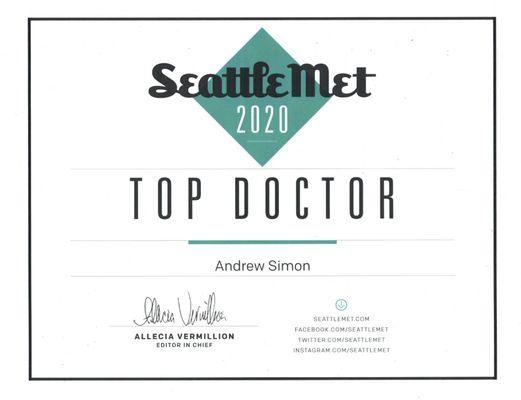 Seattle Met Top Doctor - Naturopathic Physician for 4 years in a row 2017-2020