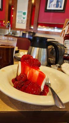 Cheesecake with Strawberries    It Is Worth it to Stop by The Iron Skillet  At Petro, Truck Stop, Ontario Calif.