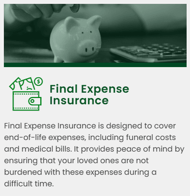 Final Expense Insurance is designed to cover end-of-life expenses, including funeral costs and medical bills. It provides peace of mind ...