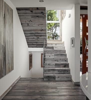 Pine Siding Stairs and Floor