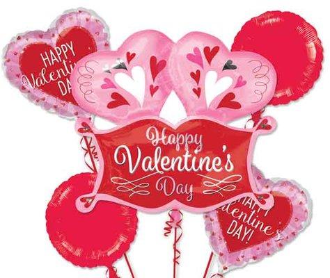 Valentine Double Heart Marquee Balloon Bouquet