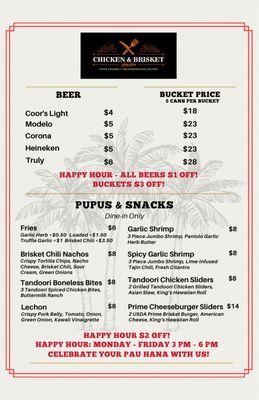 Chicken & Brisket's Happy Hour Menu