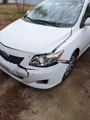 My front end bumper immediately after the accident