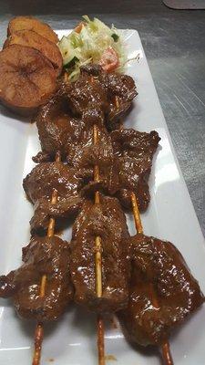 Fire grilled tender heart Kabobs on bamboo skewers