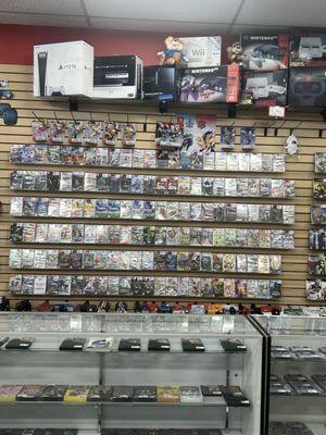 Entire wall full of switch games sure to fit any taste in video games