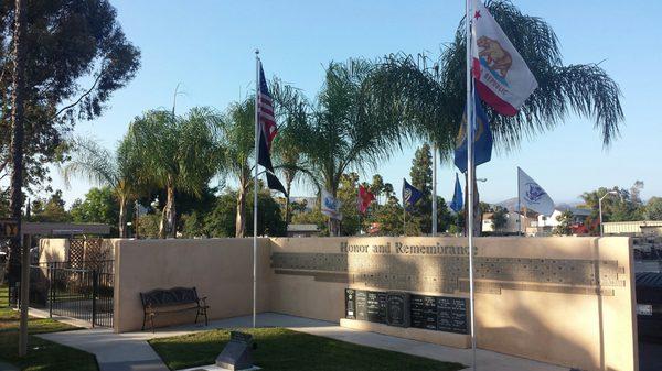 Honor and Remembrance Wall located on the back patio area at the American Legion Post 149 in Escondido California.