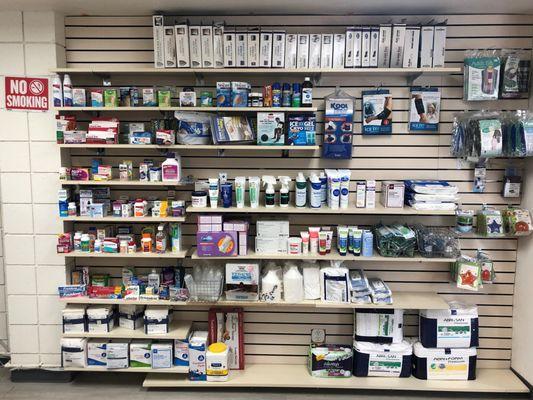 A variety of over the counter products and medical braces