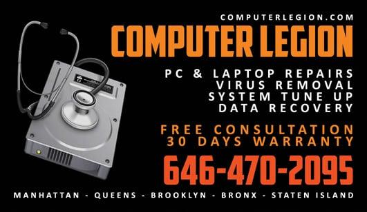 Computer Legion PC / Laptop Repair Services business card