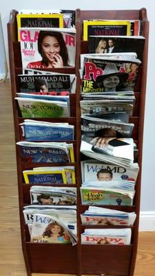 Well-used magazine rack