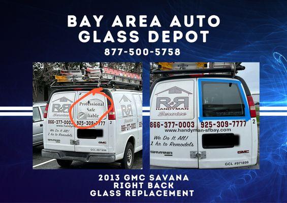 2013 GMC Savana - Right Back Glass Replacement