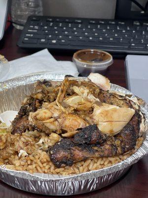 Rice & Peas Jerk Chicken Meal Steamed Vegetables