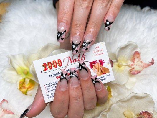 Dipping powder nails heart design