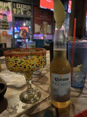 Happy Hour's Spicy Mango Margarita and 12 oz. Bottled Beer