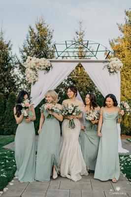 Bridesmaids Outside Madera Pergola | Cam Wedding Photography