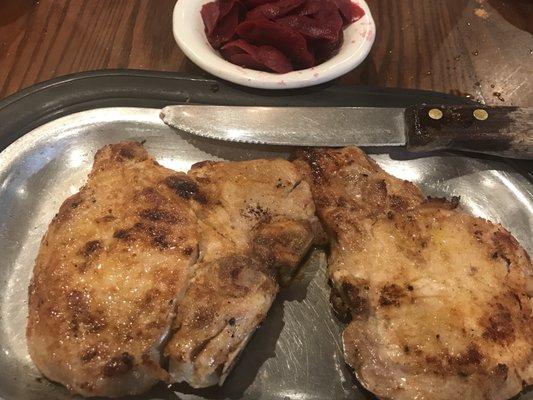 2 Pork chops and pickled beets