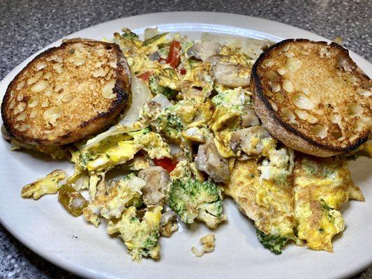 Vegetarian omelette with English muffin