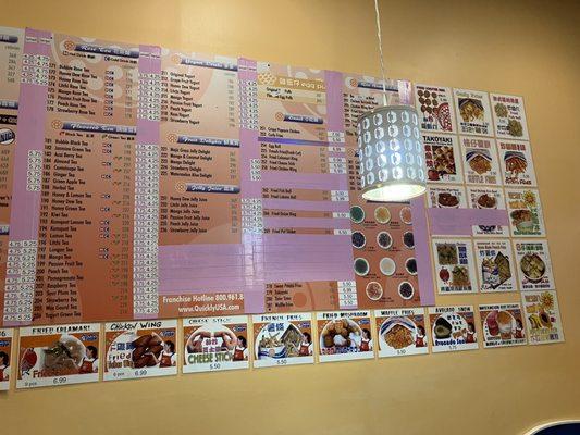 Clear menu with prices