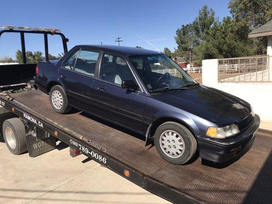 Old photo Oct 2019, Civic being towed for an entire engine overhaul/rebuild!!