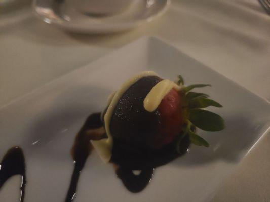 Chocolate covered strawberry, definitely not what I was hoping for as a birthday dessert.