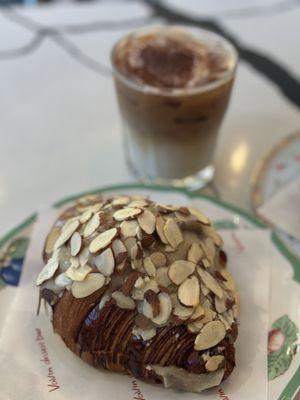 Almond croissant and tiramisu latte