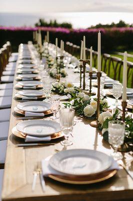 Gorgeous Wedding Reception Table Decor Set up for a wedding at Hotel Wailea