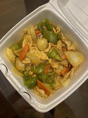 Curry Chicken small serving but bell pepper country.