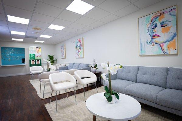 Leading Edge Dermatology's waiting room located in Plantation, FL.