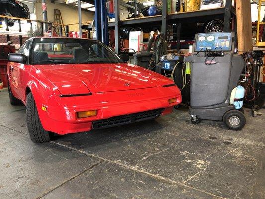 1987 Toyota MR2. A/c repair and suspension rebuild.