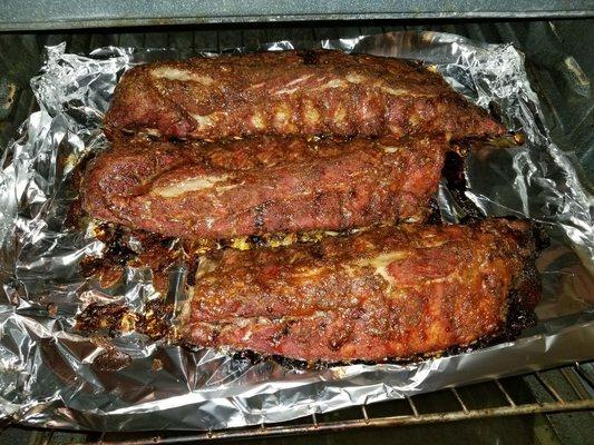 Slow cooked pork ribs