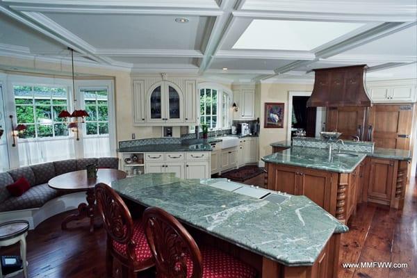 Custom Kitchen Cabinets with a mix of Painted and Stained cabinets