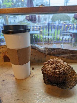 Coffee and pumpkin muffin