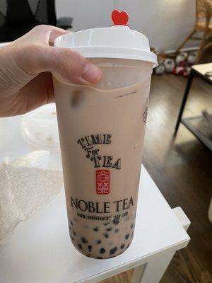 Rose milk tea with boba