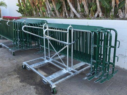 We designed and fabricated these portable barricade storage carts for the Anaheim Convention Center.