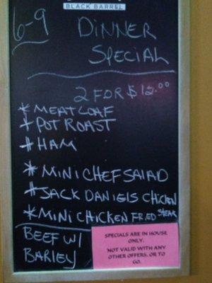 Menu: Tues special/ well worth $12