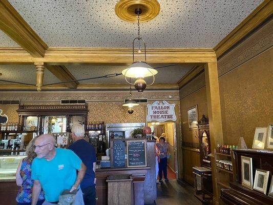 Entrance to the beautiful theater is in the ice cream shop.