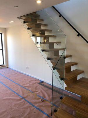 Matt black glass railing