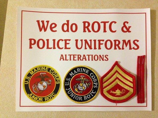 ROTC Uniforms Alterations, Police Uniforms Patches and more!!!