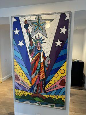 Original Romero Britto, framed in a Italian Silver leaf Moulding. Free local delivery and install