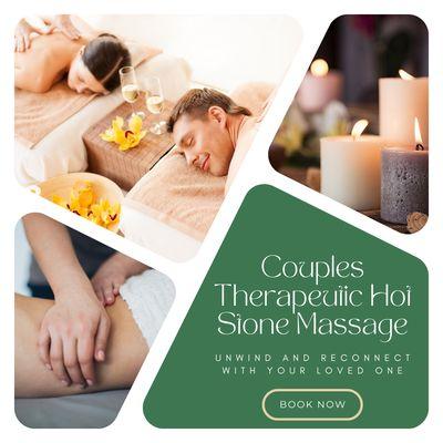 Time to enjoy a couples hot stone massage. Book yours today.